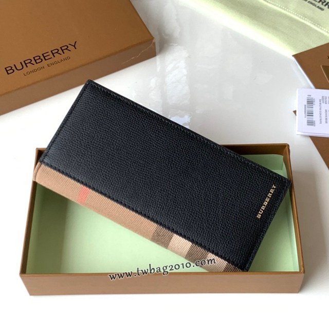 Burberry專門店新款西裝夾錢包 巴寶莉小牛皮拼格紋男士對折錢包 yxb1467